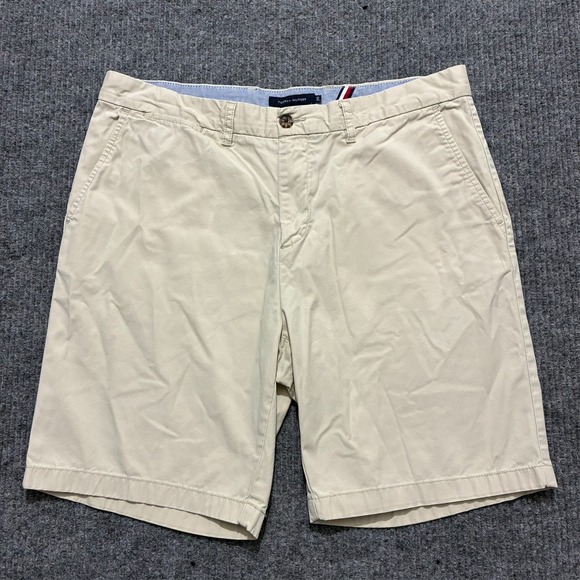 Tommy Hilfiger Other - Tommy Hilfiger Mens Chino Shorts Size 36 Beige Cotton Flat Front Mid Rise